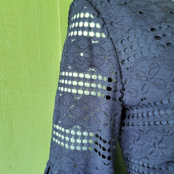 ELLA MOON Navy Blie Lacy Shift Dress Small S - Picture 3 of 5
